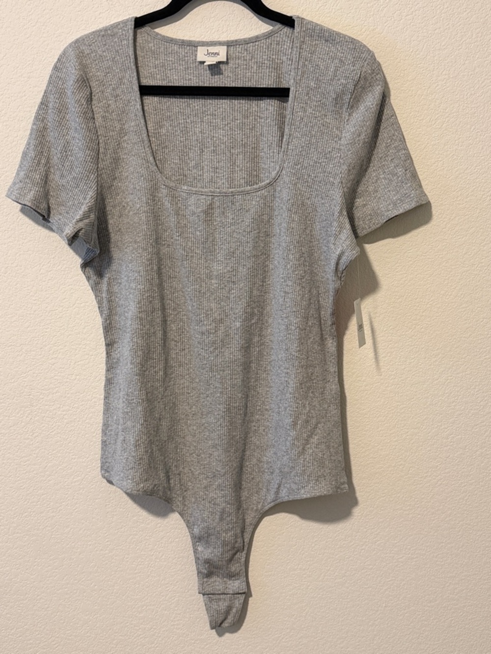 Jenni Square Neck Sexy Ribbed Bodysuit - Gray